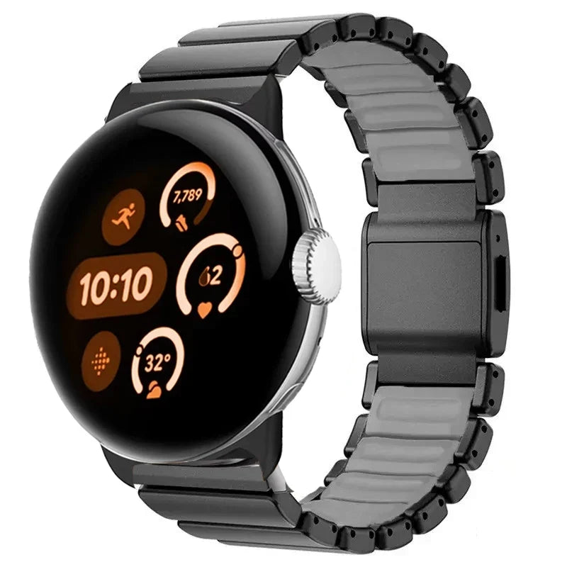 Stainless steel bracelet for Google Pixel Watch 3, 4, 45mm black and grey