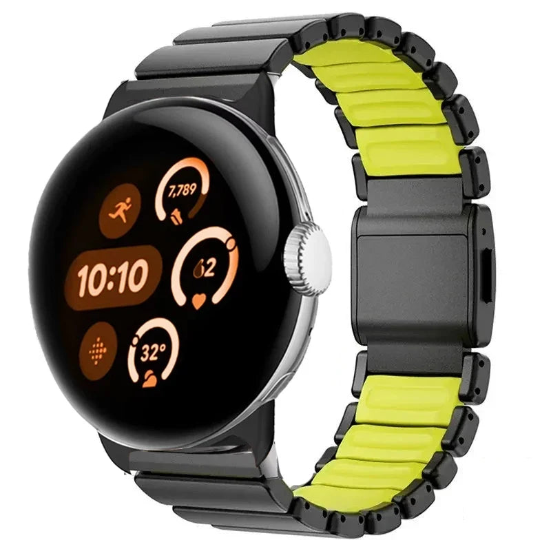 Stainless steel bracelet for Google Pixel Watch 3, 4, 45mm black and yellow