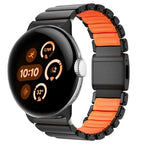 Браслет из нержавеющей стали для Google Pixel Watch 3, 4, 45 мм черный и оранжевый