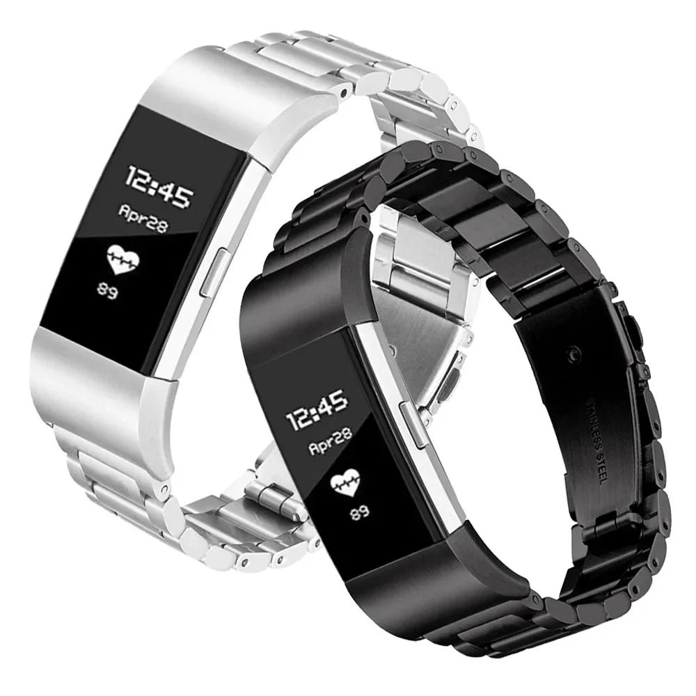 Стальной браслет для часов Fitbit Charge 5, Charge 6, серебристый и чёрный