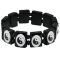 Bracelet en Bois Yin Yang Noir et Blanc