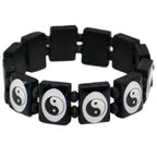Bracelet en Bois Yin Yang Noir et Blanc