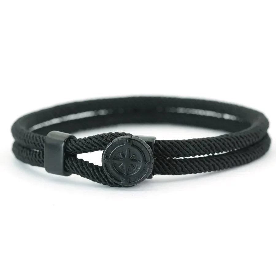 Black Compass Cord Bracelet Wind Rose black