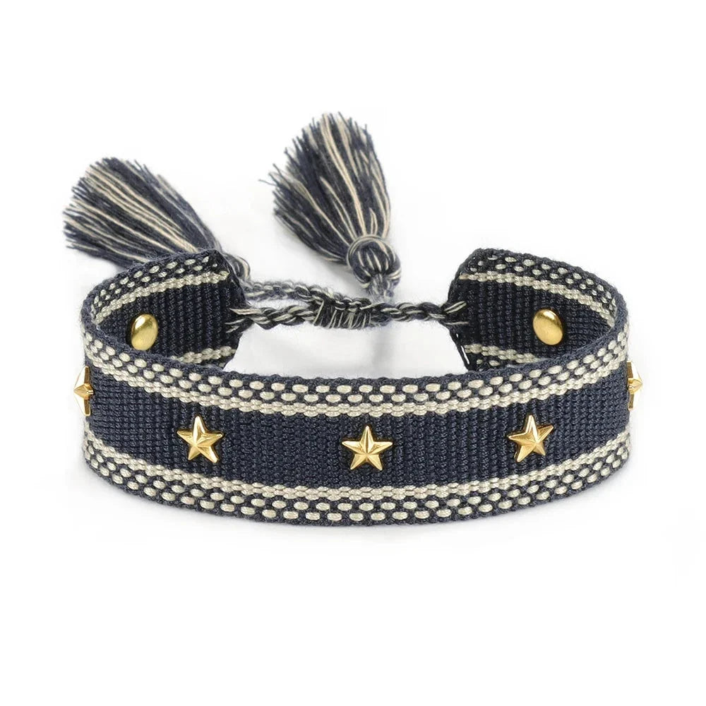 Star Cord Bracelet for Men or Women black