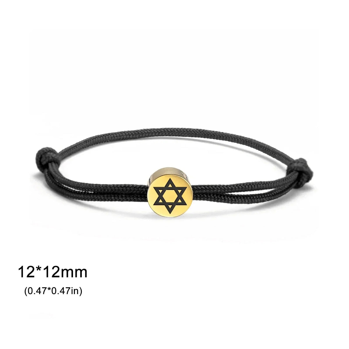 Rope bracelet with the Jewish symbol, the black and gold Star of David