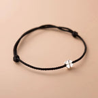 Bracelet en Corde avec Trèfle à 4 Feuilles Blanc noir