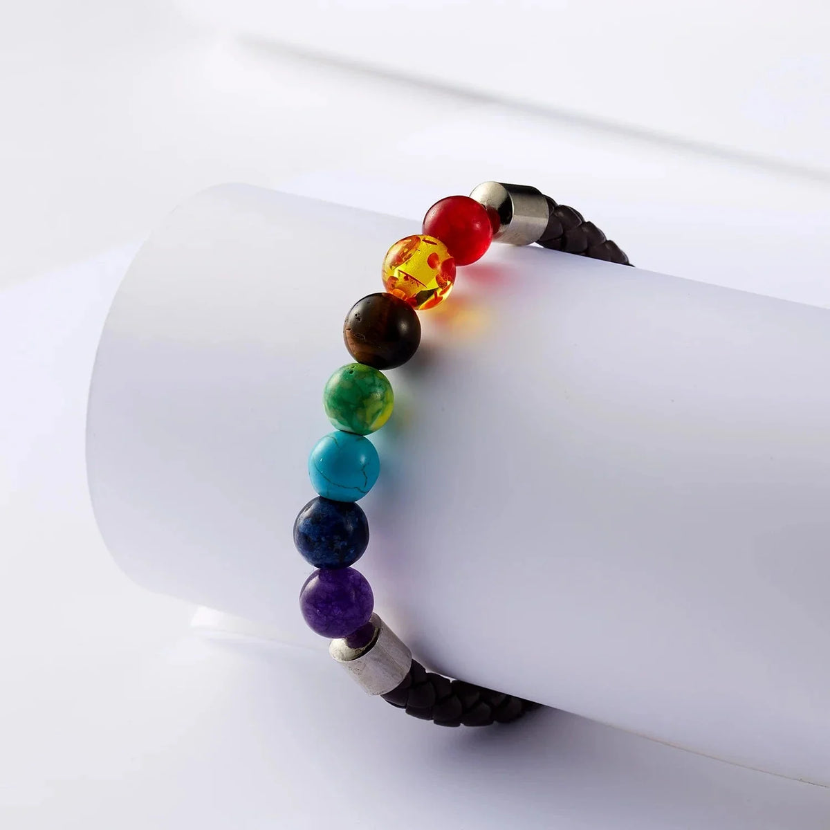 7 Chakra Stone and Cord Bracelet