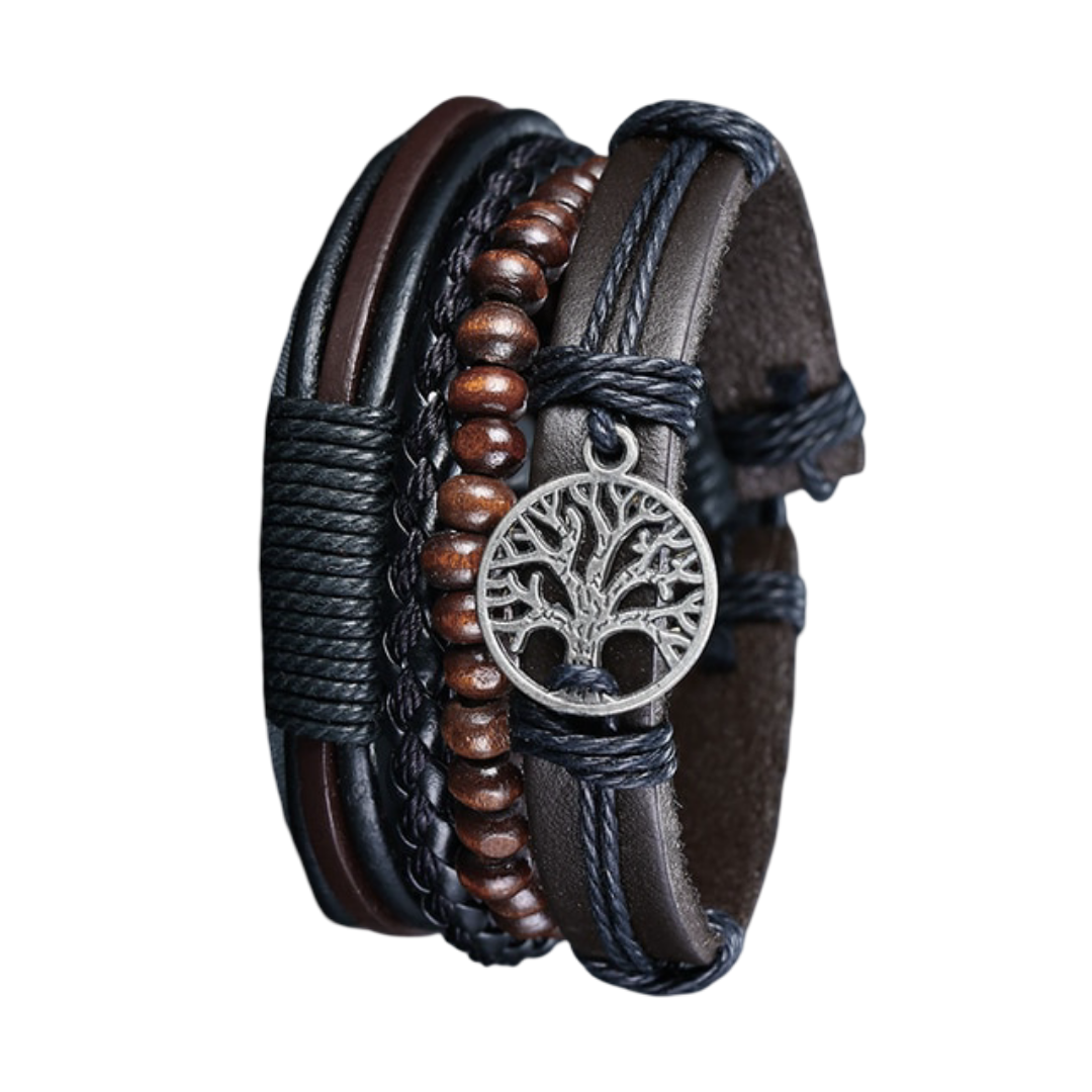 Bracelet en Cuir Arbre de Vie Homme