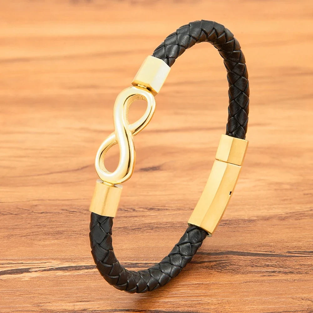 Modern Infinity Men's Leather Bracelet