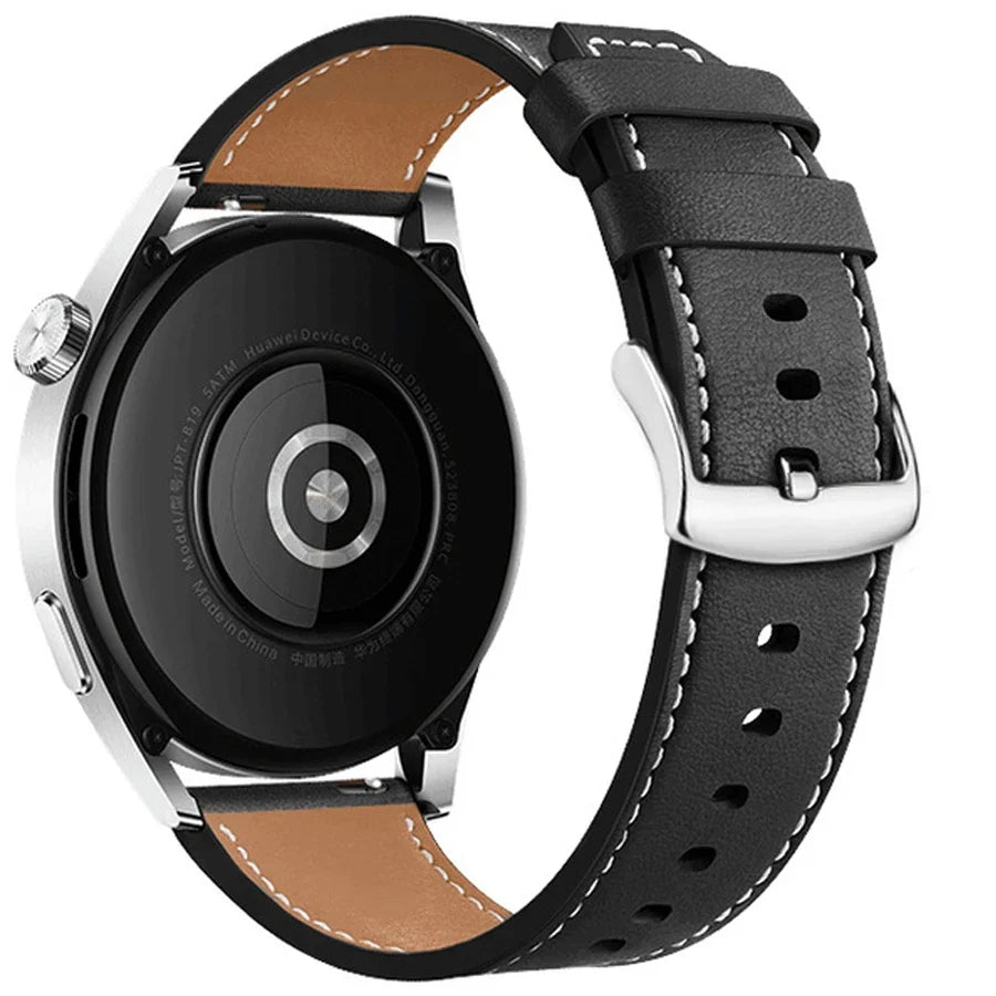 Black Leather Smartwatch Band for Google Pixel Watch 1 & 2