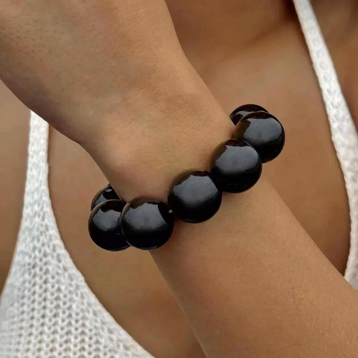 Women's Color Bead Bracelet black