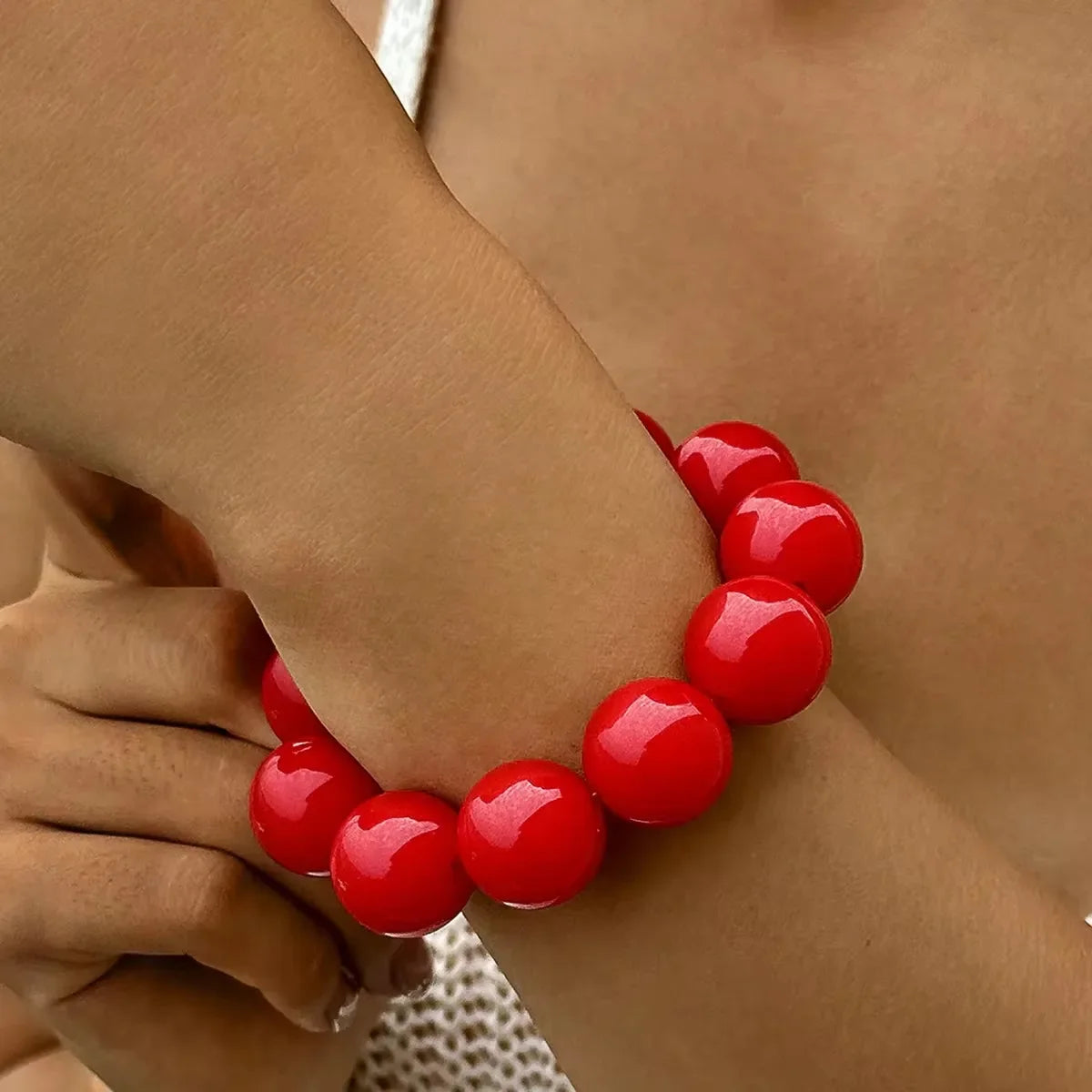 Women's Color Bead Bracelet red