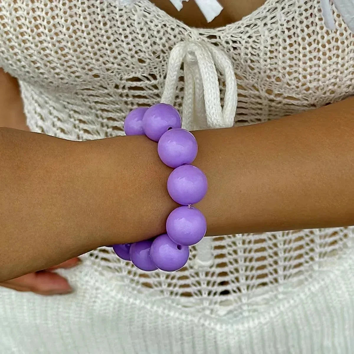 Women's Color Bead Bracelet purple