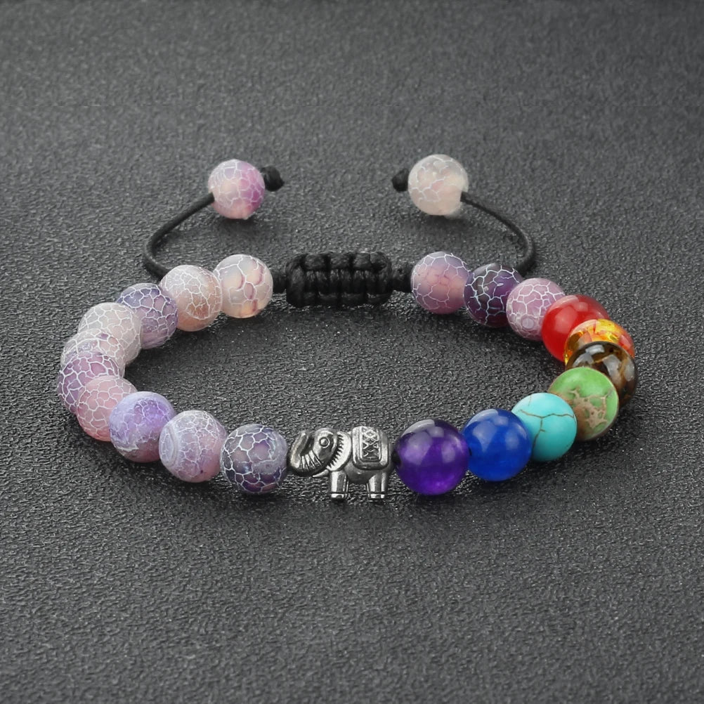 Natural Stone and Elephant 7 Chakras Bracelet 12