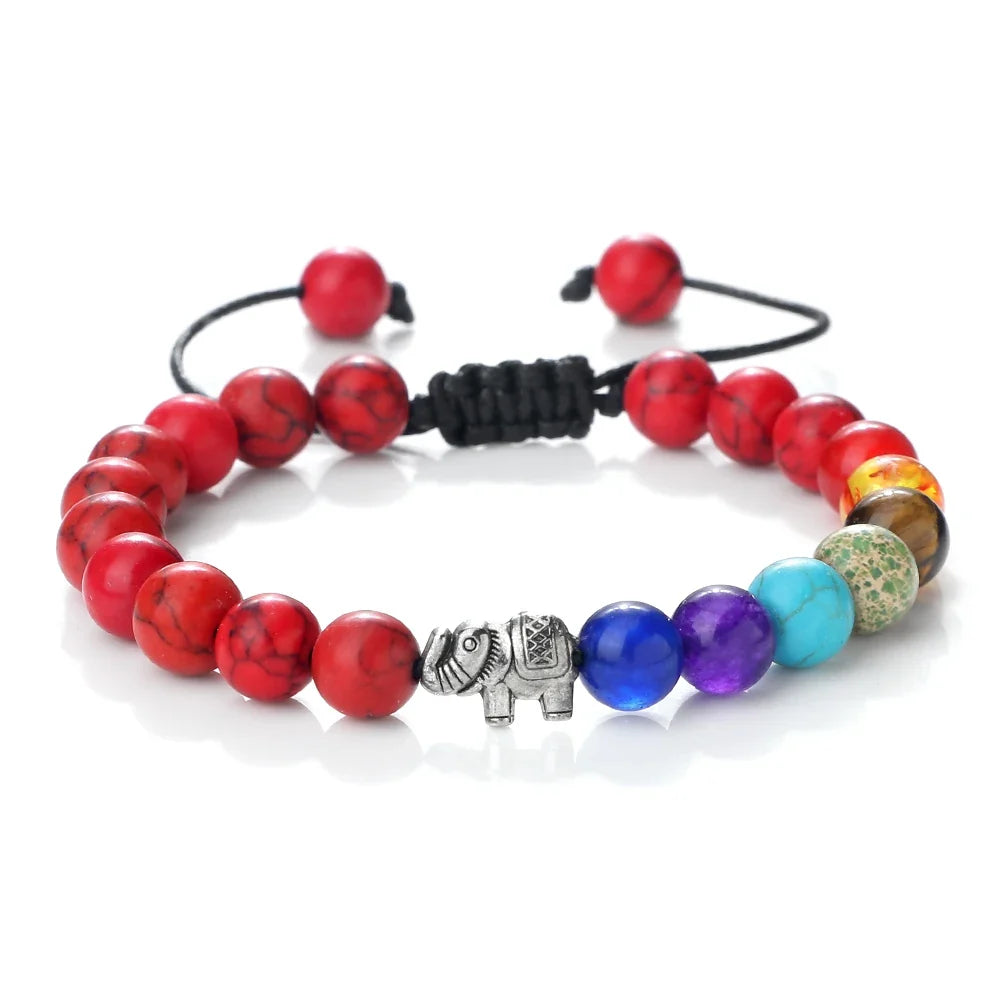 Natural Stone and Elephant 7 Chakras Bracelet 6
