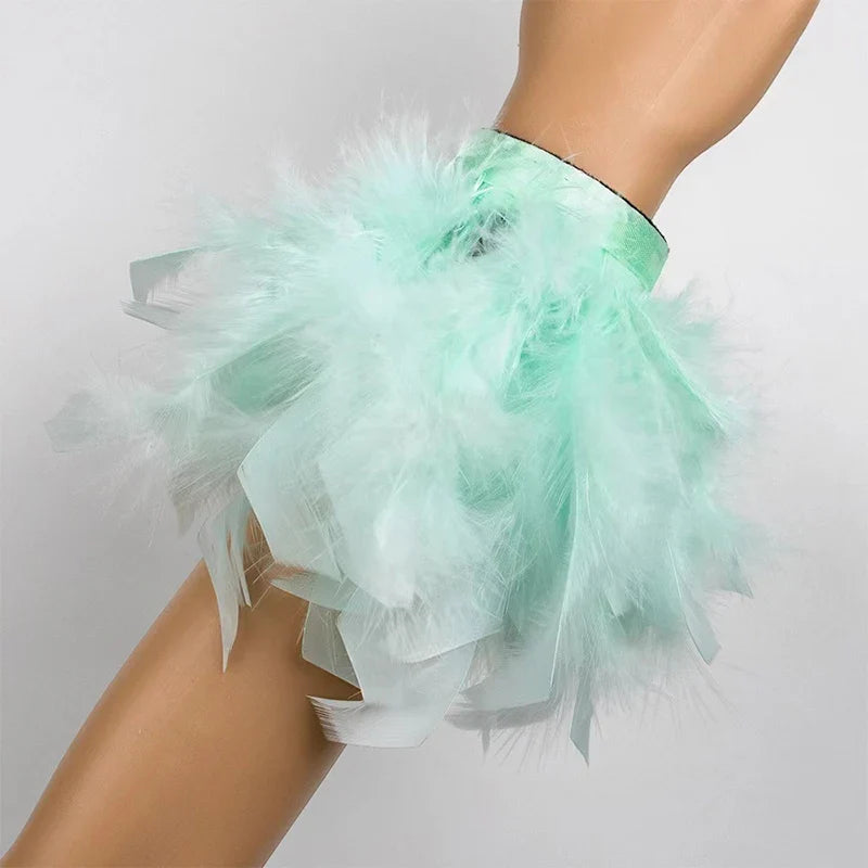 Green misty pink feather bracelet