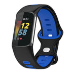 Силиконовый ремешок для часов Fitbit Charge 5, Charge 6 чёрно-синий
