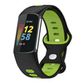 Силиконовый ремешок для часов Fitbit Charge 5, Charge 6 чёрно-зелёный