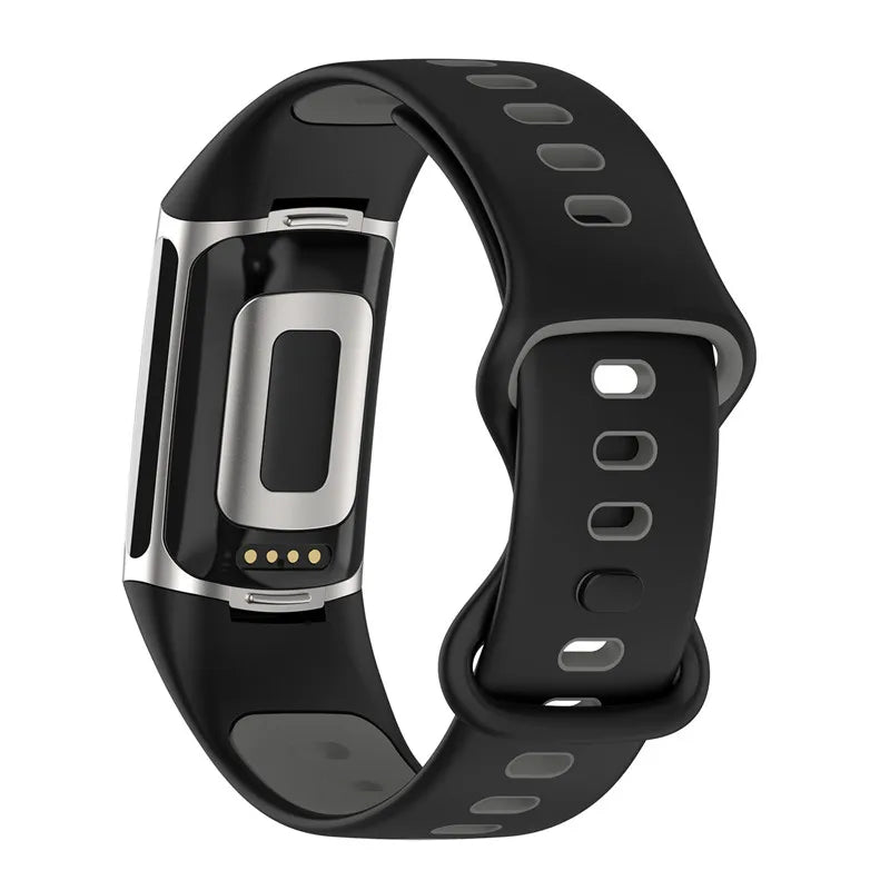 Силиконовый ремешок для часов Fitbit Charge 5, Charge 6 чёрный