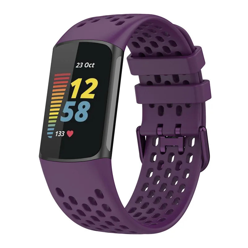 Силиконовый ремешок для часов Fitbit Charge 5, Charge 6 фиолетовый