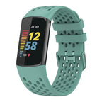Силиконовый ремешок для часов Fitbit Charge 5, Charge 6 зелёно-синий