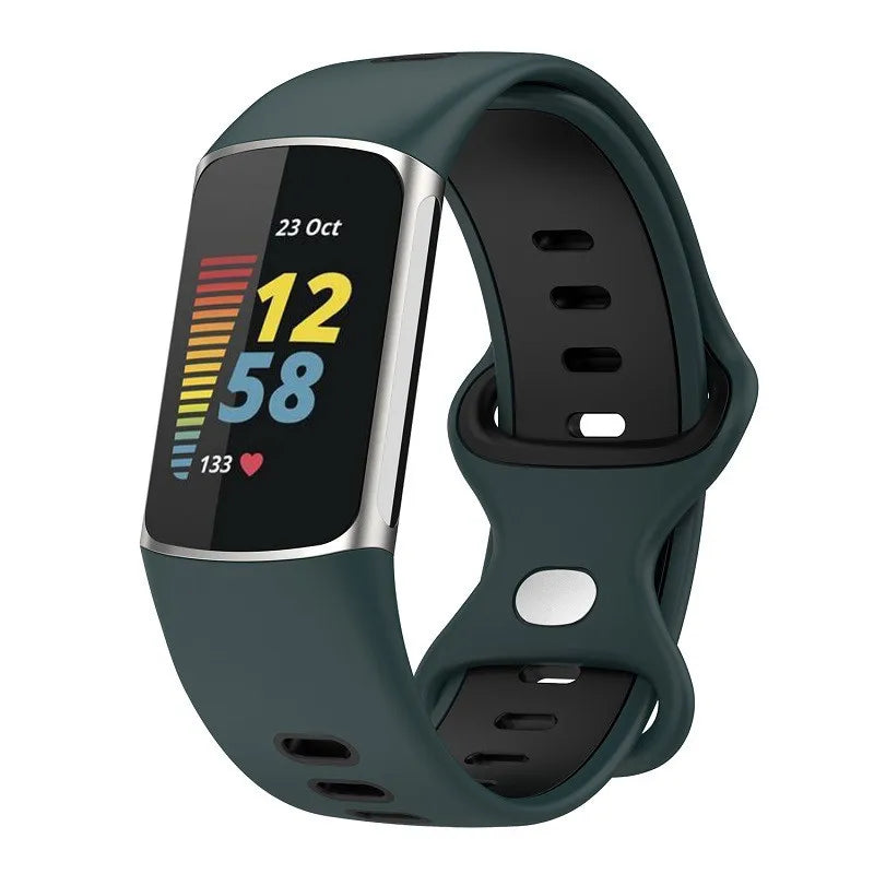 Силиконовый ремешок для часов Fitbit Charge 5, Charge 6 зелёный