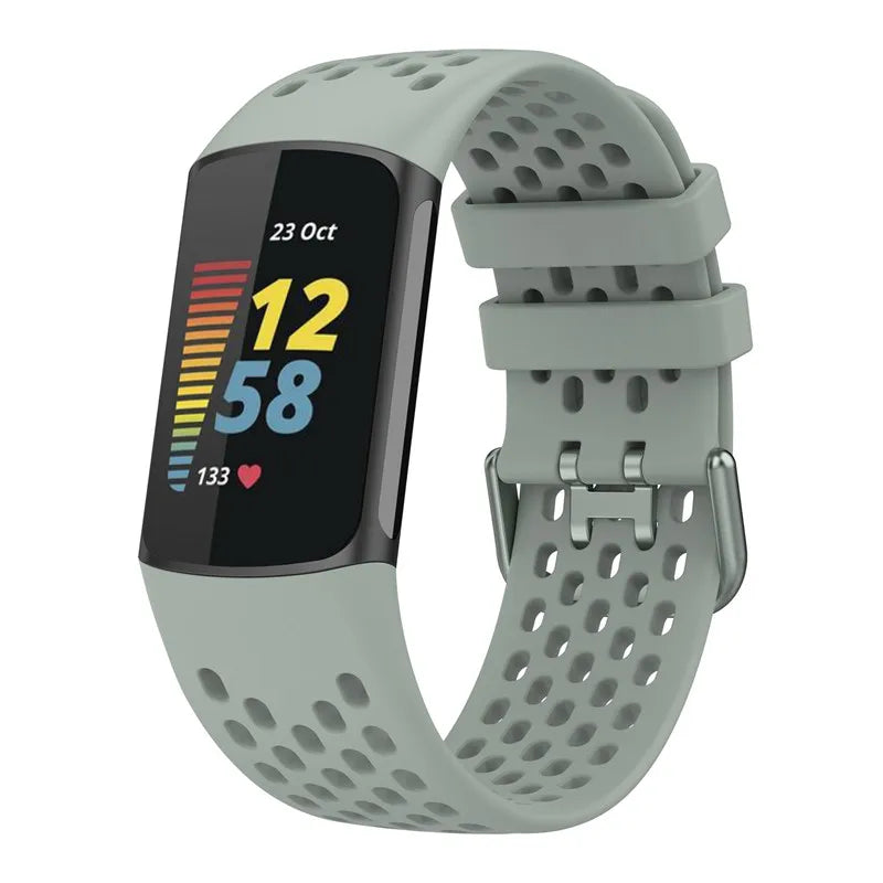Силиконовый ремешок для часов Fitbit Charge 5, Charge 6 серый