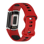 Силиконовый ремешок для часов Fitbit Charge 5, Charge 6 красно-чёрный