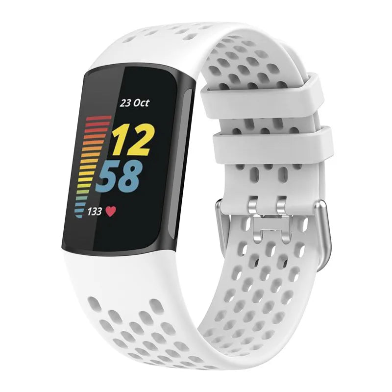 Силиконовый ремешок для часов Fitbit Charge 5, Charge 6 белый