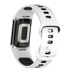 Силиконовый ремешок для часов Fitbit Charge 5, Charge 6 бело-чёрный