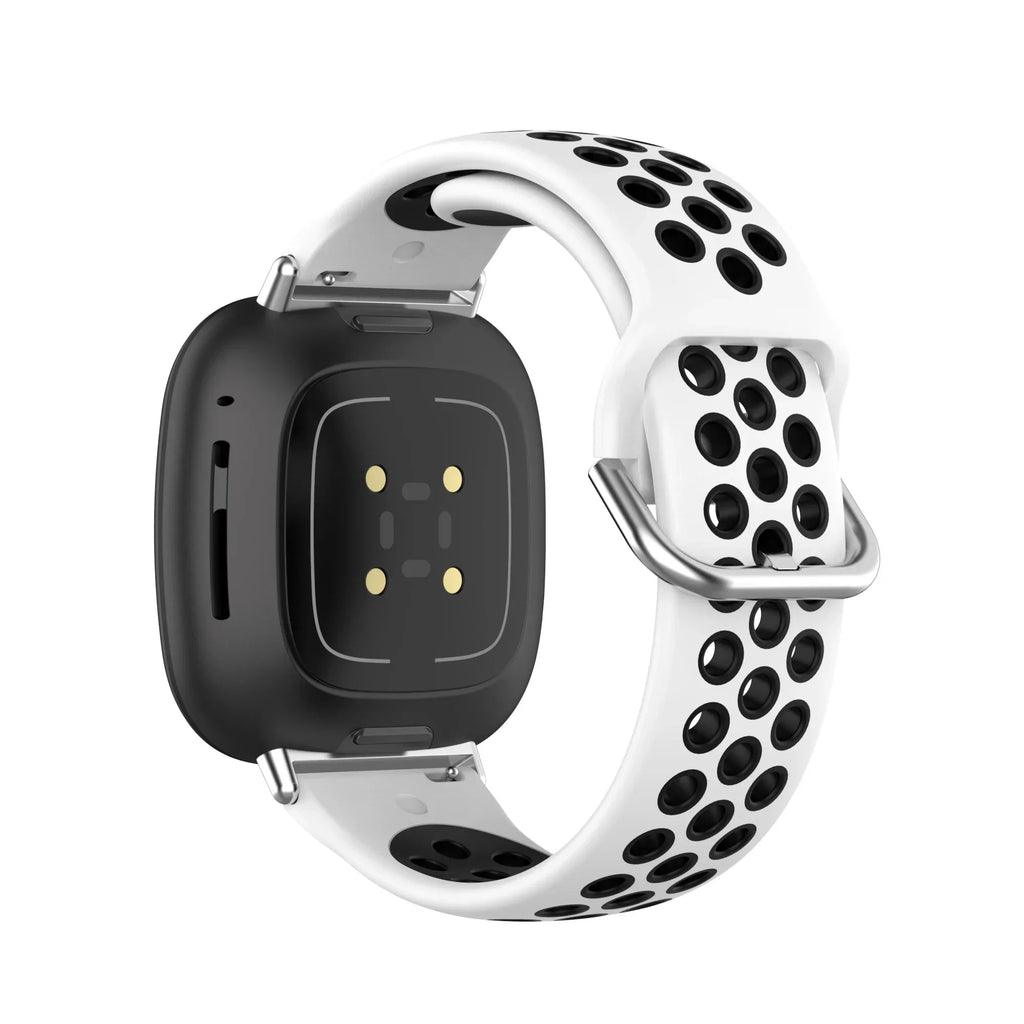 Силиконовый ремешок для часов Fitbit Versa 3, Versa 4, Sense 1 и Sense 2 белый и чёрный