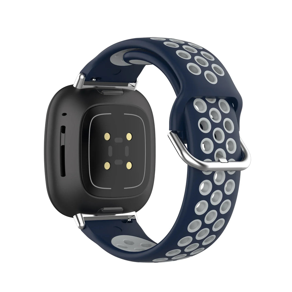 Силиконовый ремешок для часов Fitbit Versa 3, Versa 4, Sense 1 и Sense 2 синий и серый