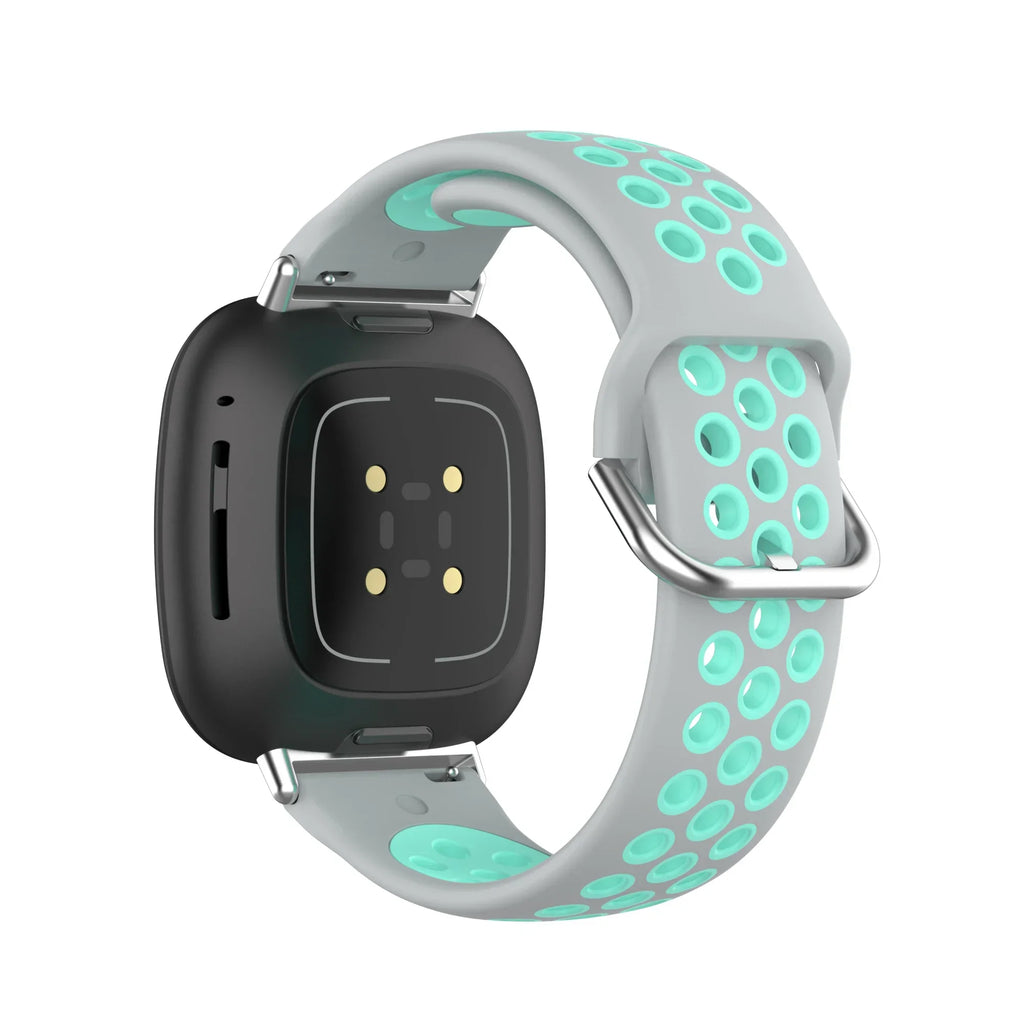 Силиконовый ремешок для часов Fitbit Versa 3, Versa 4, Sense 1 и Sense 2 серый и бирюзовый
