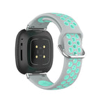 Силиконовый ремешок для часов Fitbit Versa 3, Versa 4, Sense 1 и Sense 2 серый и бирюзовый