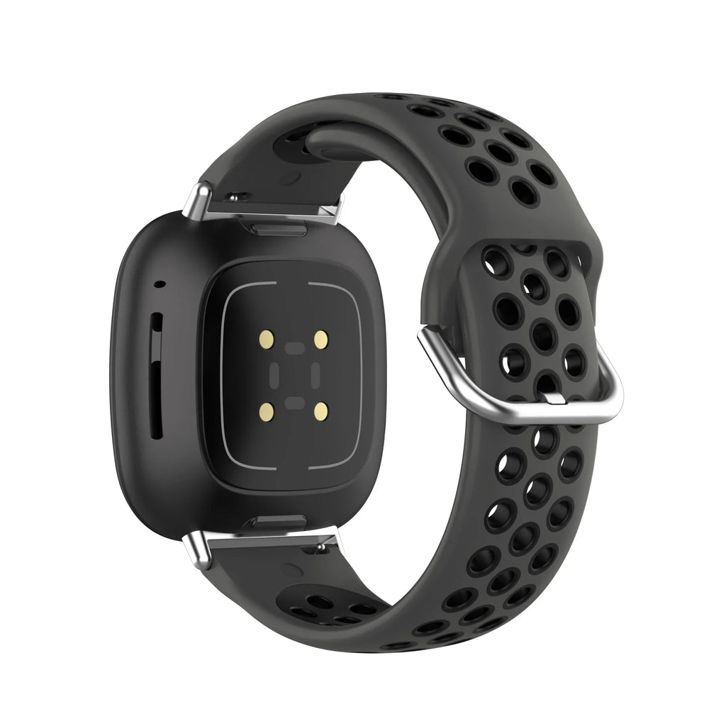 Силиконовый ремешок для часов Fitbit Versa 3, Versa 4, Sense 1 и Sense 2 чёрный