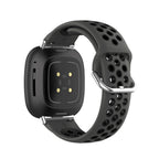 Силиконовый ремешок для часов Fitbit Versa 3, Versa 4, Sense 1 и Sense 2 чёрный