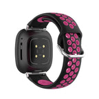 Силиконовый ремешок для часов Fitbit Versa 3, Versa 4, Sense 1 и Sense 2 чёрный и розовый