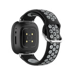 Силиконовый ремешок для часов Fitbit Versa 3, Versa 4, Sense 1 и Sense 2 чёрный и серый