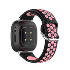 Силиконовый ремешок для часов Fitbit Versa 3, Versa 4, Sense 1 и Sense 2 чёрный и розовый