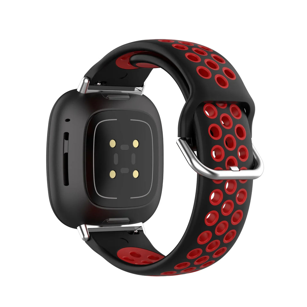 Силиконовый ремешок для часов Fitbit Versa 3, Versa 4, Sense 1 и Sense 2 чёрный и красный