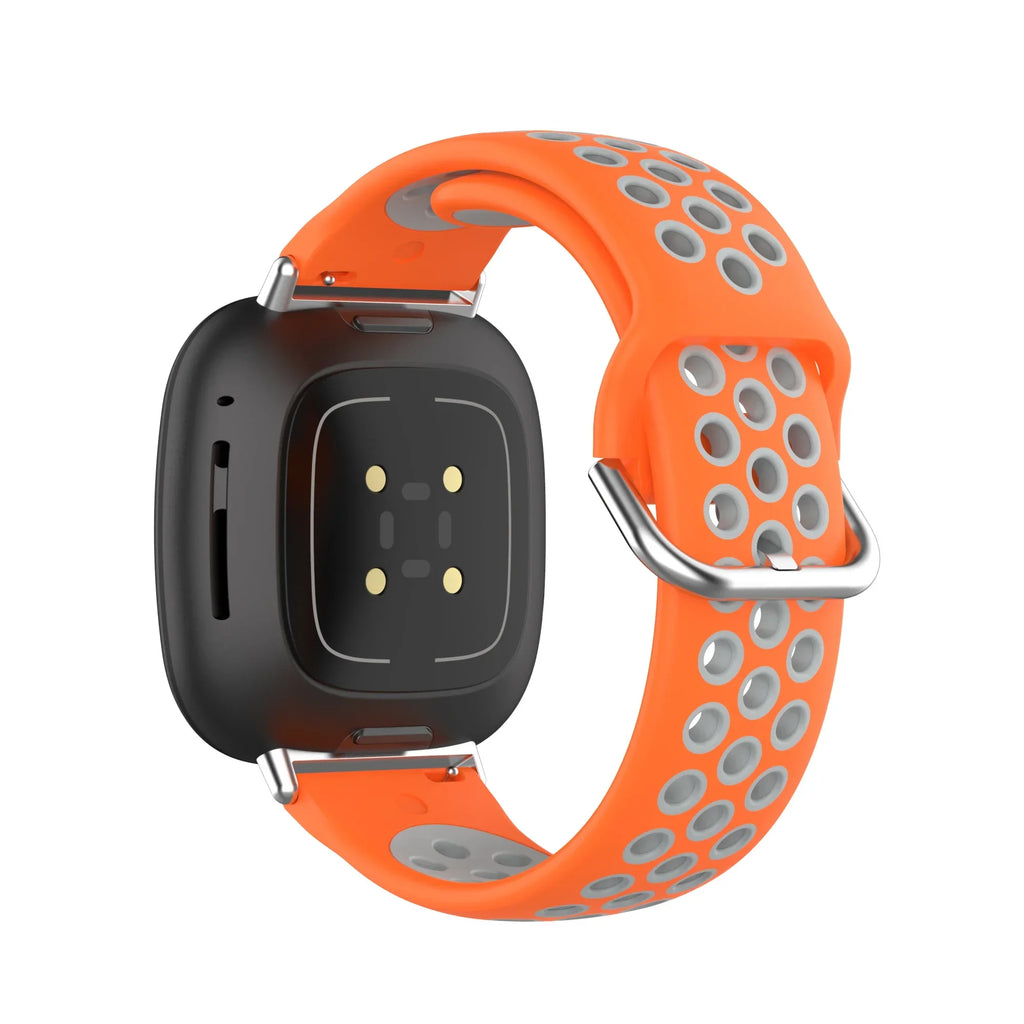 Силиконовый ремешок для часов Fitbit Versa 3, Versa 4, Sense 1 и Sense 2 оранжевый и серый