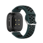 Силиконовый ремешок для часов Fitbit Versa 3, Versa 4, Sense 1 и Sense 2 зелёный и чёрный