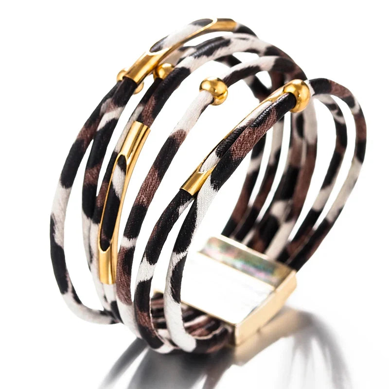 Bracelet Ethnique Multirangs Léopard 1
