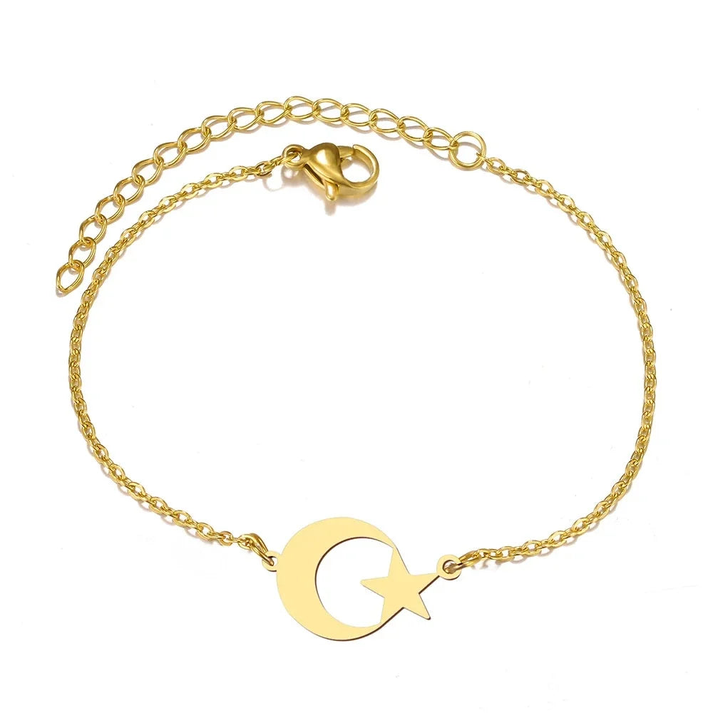 Star and Moon Bracelet in Gold