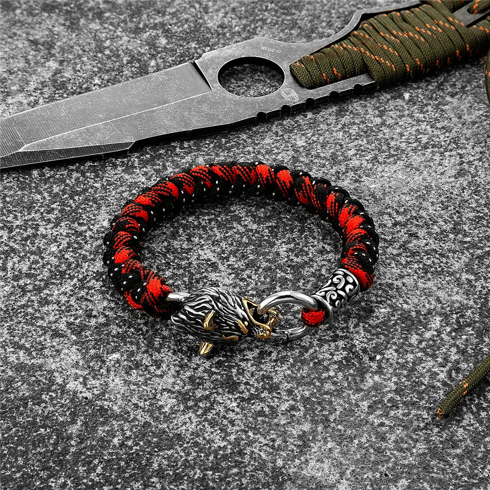 Fenrir Survival Bracelet - Viking Wolf Paracord Chain Bracelet 2
