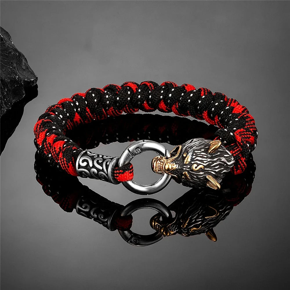 Fenrir Survival Bracelet - Viking Wolf Paracord Chain Bracelet