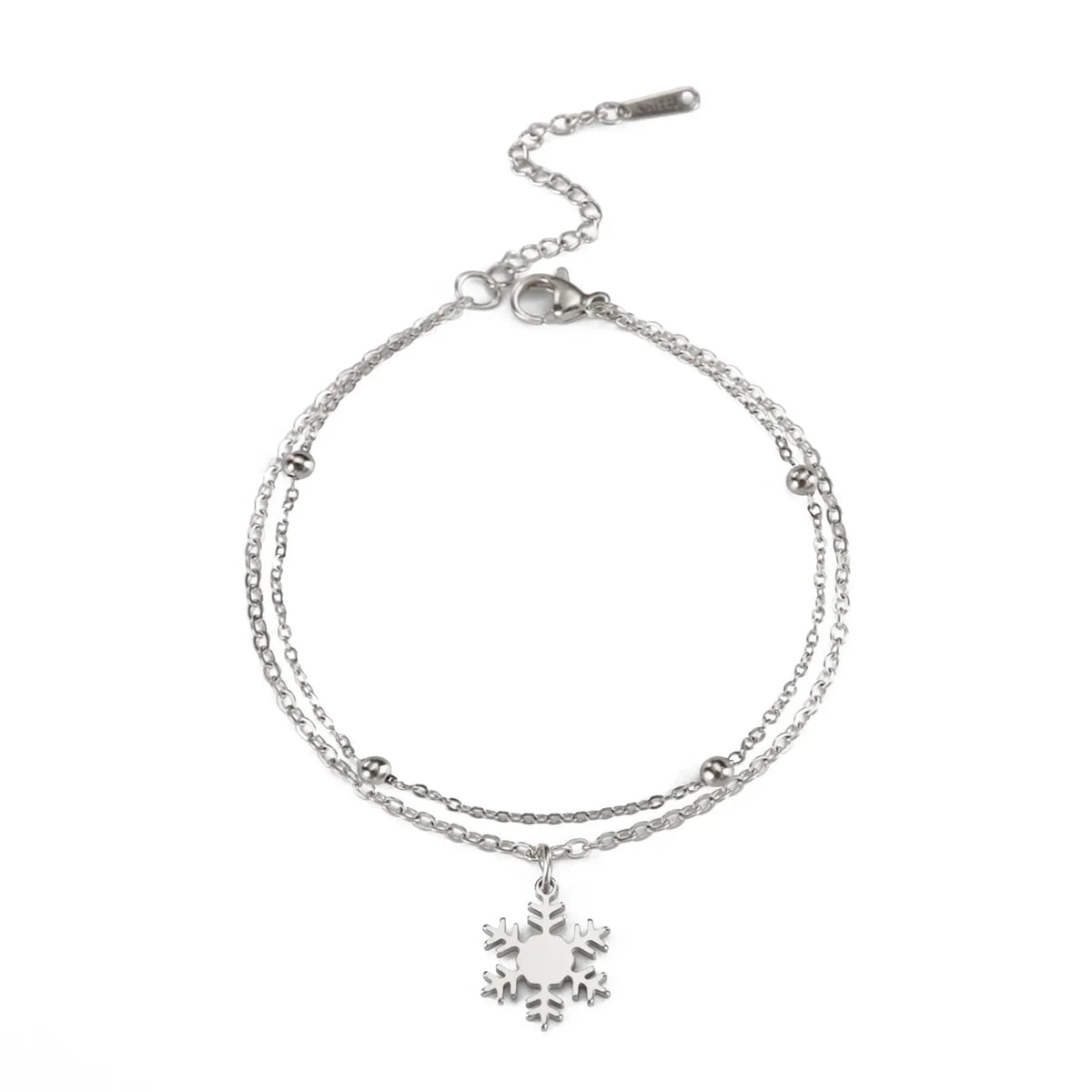 Snowflake Bracelet Winter Curb Chain Silver