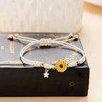 Daisy Flower Curb Bracelet in Yellow