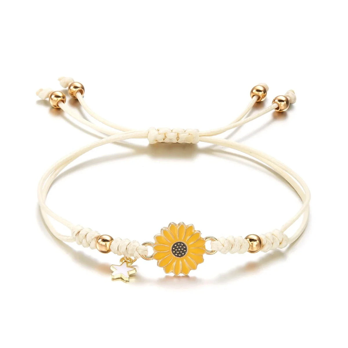 Daisy Flower Curb Bracelet in Yellow
