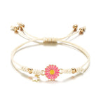 Daisy Flower Curb Bracelet in Pink